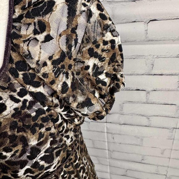 🐆 AB Studio Leopard Print Mesh Corset-Style Top – Size XL - Picture 3 of 8